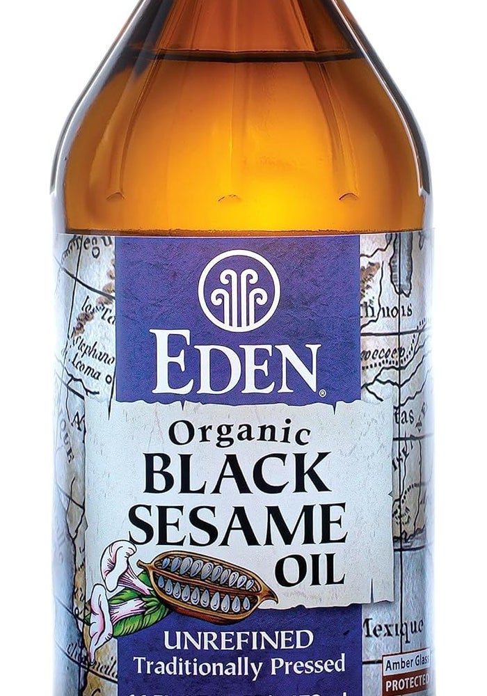 Eden Organic Black Sesame Oil, Unrefined, 16 oz Amber Glass Bottle - Image 1